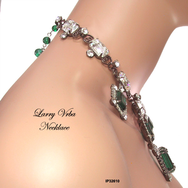 Lawrence (Larry) Vrba Faux Emerald & Diamond Necklace