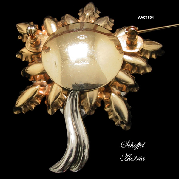 Signature of Vintage Schoffel Austria Flower Brooch 1950s