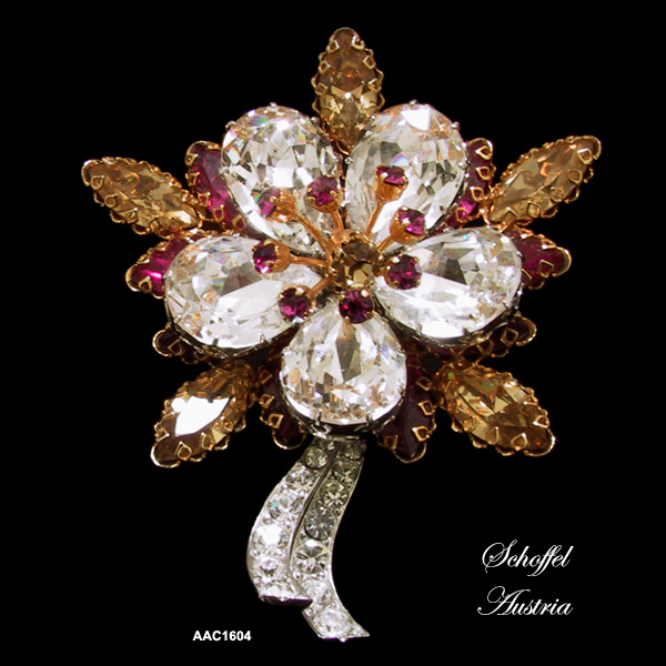Vintage Schoffel Austria Flower Brooch 1950s