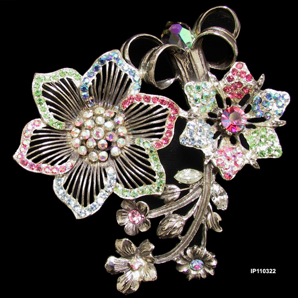 Vintage Thelma Deutsch Silver Plated Flower Brooch 1980 to 1990