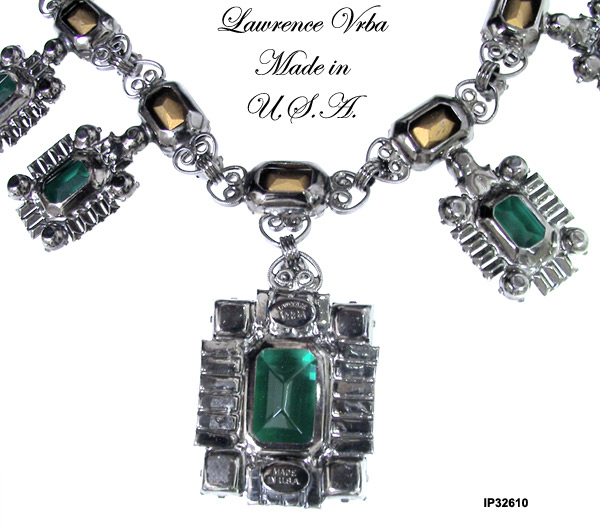 Lawrence (Larry) Vrba Faux Emerald & Diamond Necklace