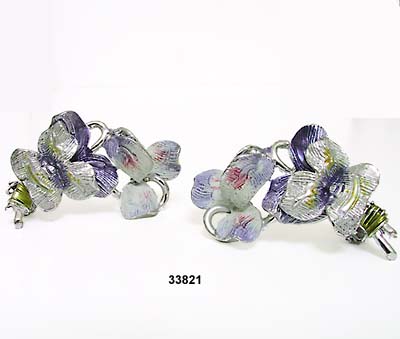 c. 1980's Painted Floral Earrings