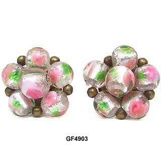 c. 1950's Glass Foiled Clipback Earrings