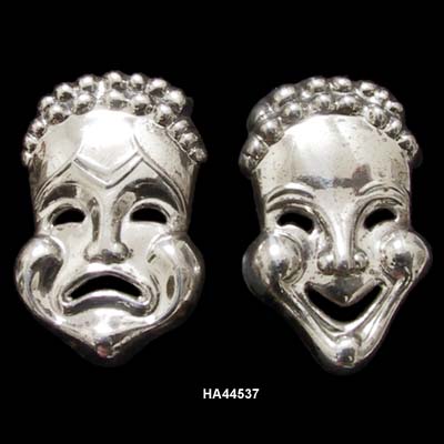c. 1940's Sterling Silver Tragedy and Comedy Earrings