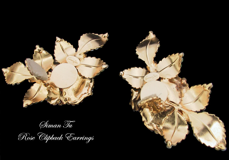 Vintage Siman Tu Rose Clipback Earrings