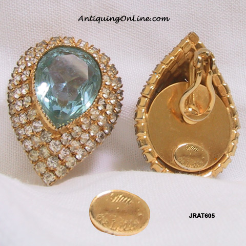 Wm deLillo Aquamarine Glass Clipback Earrings