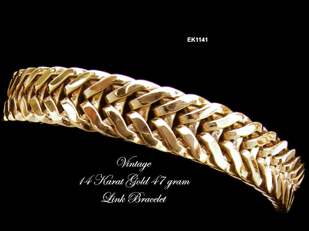 Vintage 14 Karat Gold Foxtail Link Chain Bracelet 47 grams