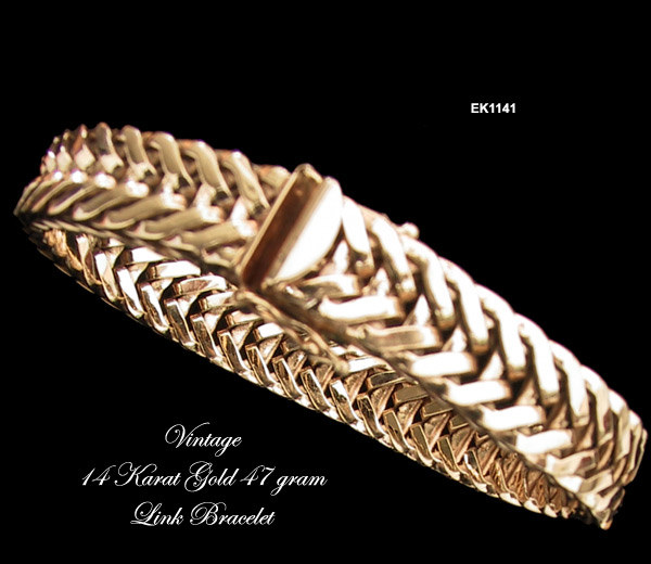 Vintage 14 Karat Gold Foxtail Link Chain Bracelet 47 grams