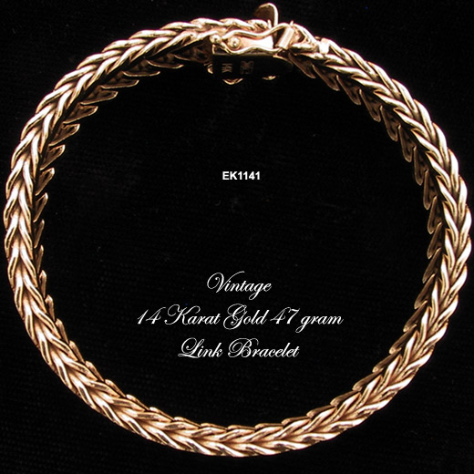 Vintage 14 Karat Gold Foxtail Link Chain Bracelet 47 grams