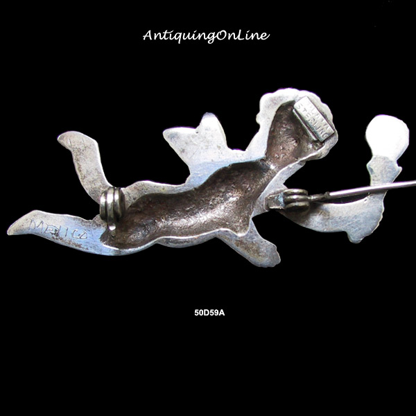 Vintage Mexican Cupid Sterling Pin 1940s