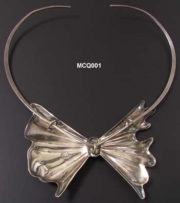 Vintage Mexican Sterling Bow Tie Collar Necklace