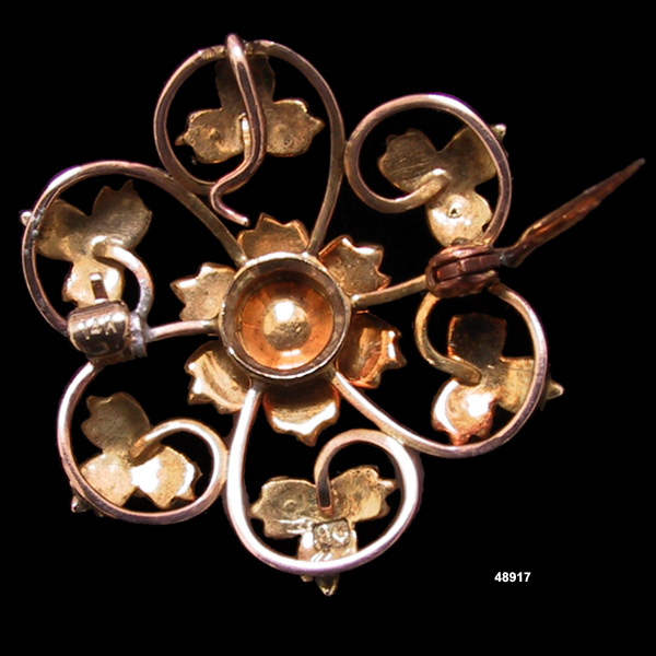 Art Nouveau 14K Gold Forget Me Not Flower Pin/Pendant