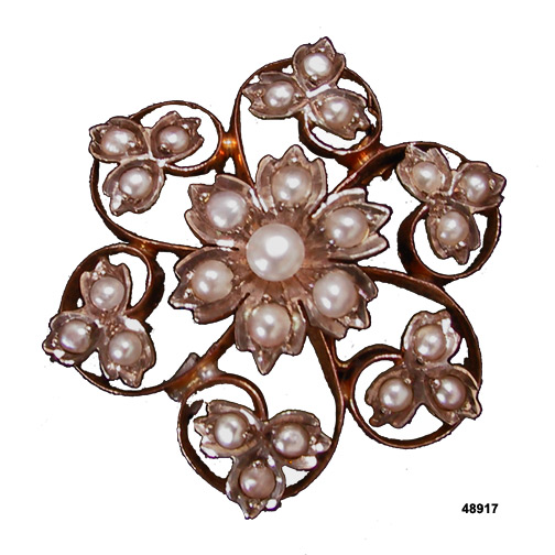 Art Nouveau 14K Gold Forget Me Not Flower Pin/Pendant