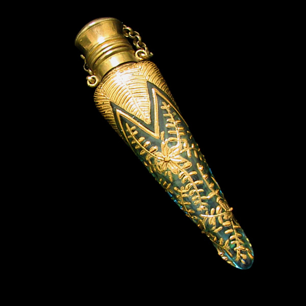 Victorian Moser Chatelaine Perfume with Gilt Overlay