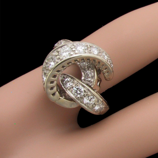 Vintage 14K Diamond Knot Ring 1970s