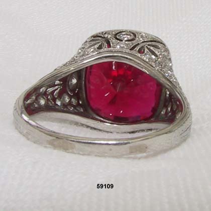 Edwardian Platinum, Diamond Ruby Ring 1900 to 1910