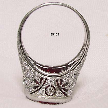 Edwardian Platinum, Diamond Ruby Ring 1900 to 1910