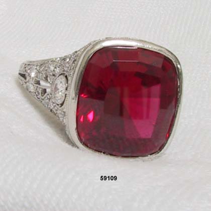 Edwardian Platinum, Diamond Ruby Ring 1900 to 1910