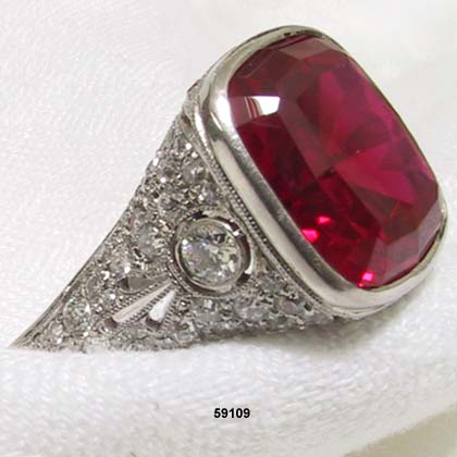 Edwardian Platinum, Diamond and Ruby Ring