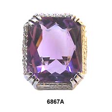 Art Nouveau 18K White Gold and Synthetic Amethyst Ring