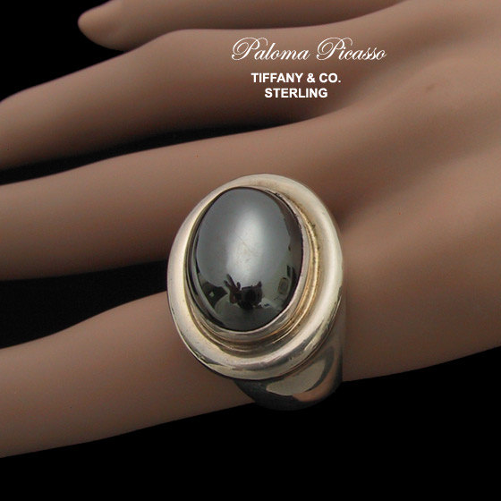 Paloma Picasso Tiffany & Co Sterling Hematite Ring Vintage 1980s