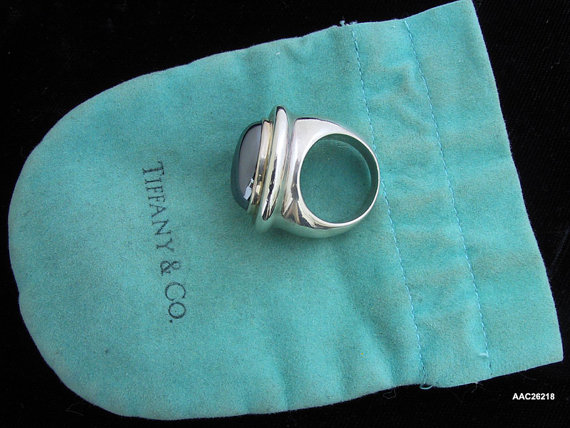 Paloma Picasso Tiffany & Co Sterling Hematite Ring Vintage 1980s