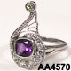 Platinum Diamond Amethyst Art Deco Ring