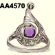 Platinum Diamond Amethyst Art Deco Ring