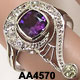 Platinum Diamond Amethyst Art Deco Ring Vintage 1920s