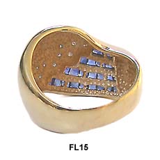 14K Yellow Gold Sapphire and Diamond Ring