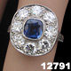 Art Deco Platinum Sapphire Diamond Engagement Ring