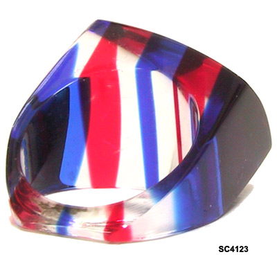 Vintage Lucite Ring 1960s Red, Blue, Clear