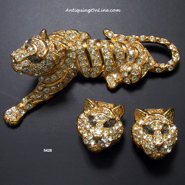 1991 Trifari Tiger Pin and Earrings