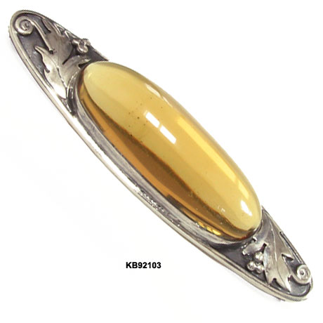 1890 to 1920 Arts & Crafts Hand Wrought Silver Brooch with Citrine Colored Stone