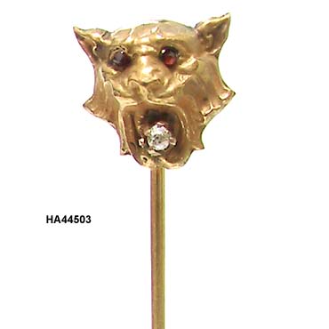 Late Victorian 14K Lion's Head Stick Pin