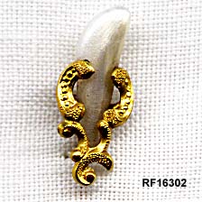 14 Karat Yellow Gold and Tooth Pearl Stick Pin