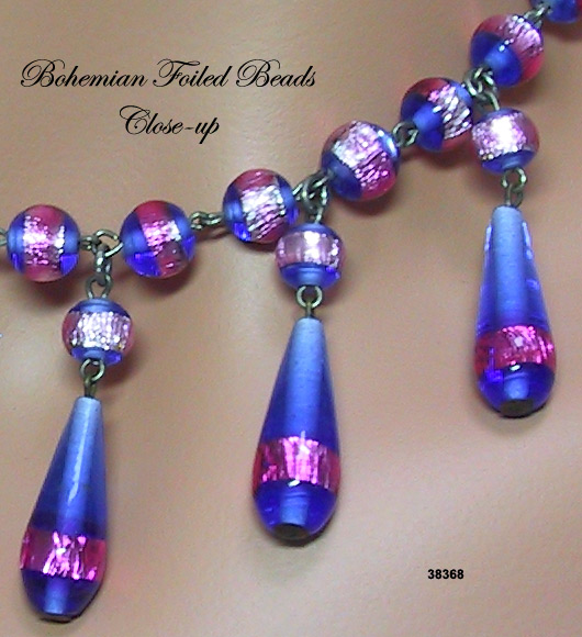 Vintage Bohemian/Czech Lampwork Foil Glass Beads c. 1920s