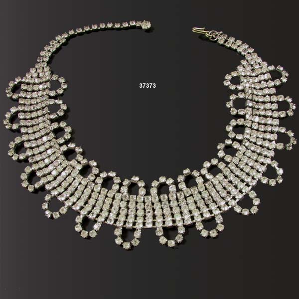 c. 1970 Vintage Rhinestone Choker Necklace