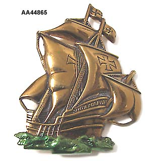 Brass and Enamel Santa Maria Ship Pin