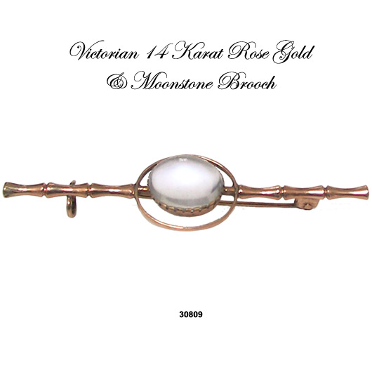 14 Karat Rose Gold Victorian Moonstone Pin