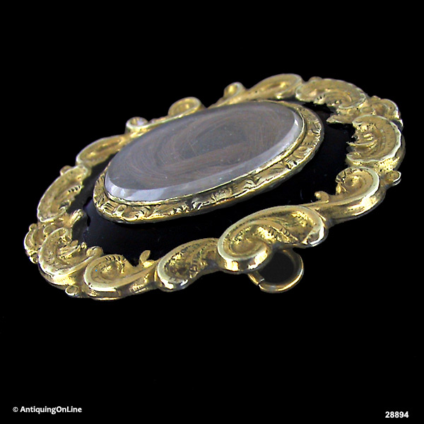 Victorian Mourning Memorial Hair Brooch 1840 to 1860