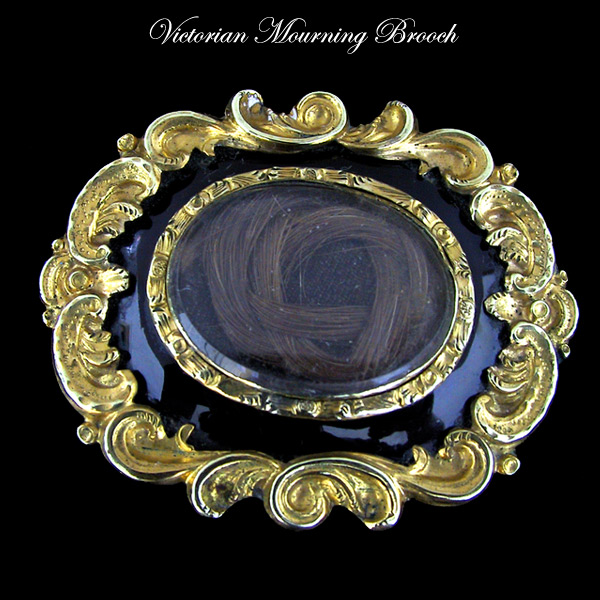 Victorian Mourning Memorial Hair Brooch 1840 to 1860