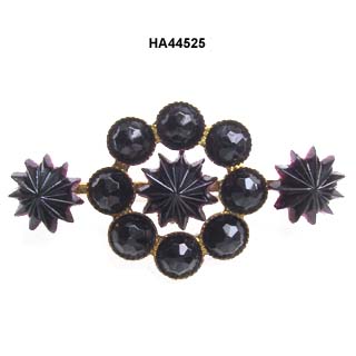 c. 1890 Victorian Black Amethyst Glass Brooch