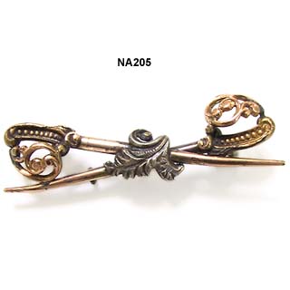 Victorian Gold Filled Double Sword Brooch