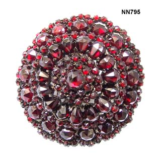 c. 1880's Victorian Bohemian Garnet and Silver Domed Brooch
