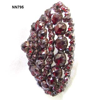 c. 1880's Victorian Bohemian Garnet and Silver Domed Brooch