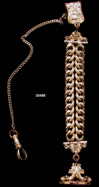 c. 1910 Gold-Filled Vest Pocket Watch Chain with Fob