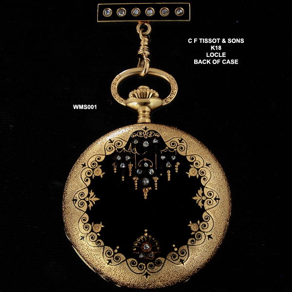 Charles Flicien Tissot 18 Karat Diamond Enameled Ladies Lapel Pocket Watch