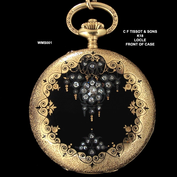 Charles Félicien Tissot 18 Karat Diamond Enameled Ladies Lapel Pocket Watch