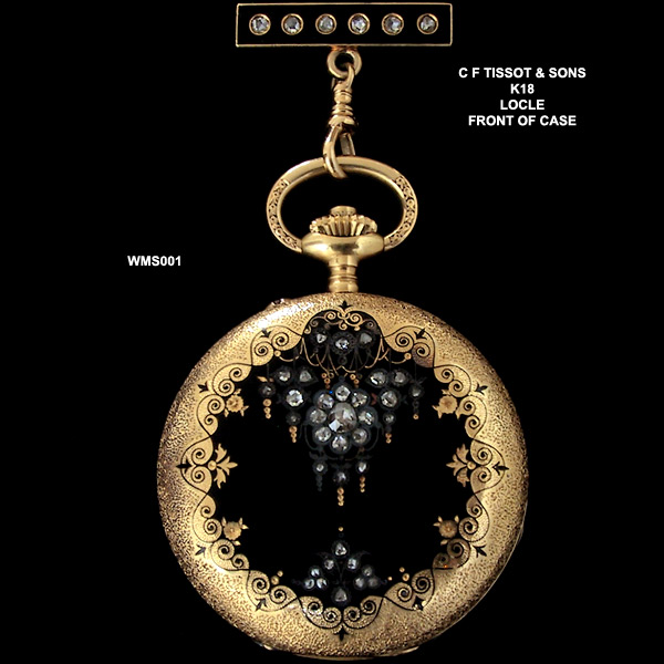 Charles Félicien Tissot 18 Karat Rose Gold & Rose Cut Diamond Enameled Pocket Watch circa 1855